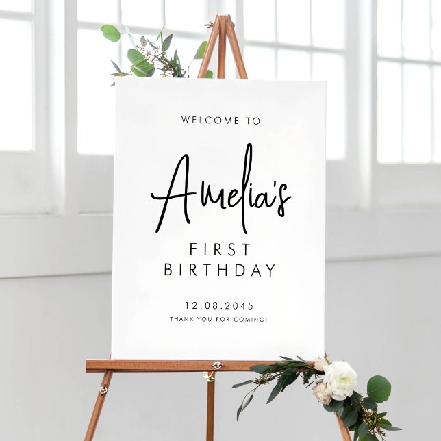 Póster Bienvenida de primer cumpleaños del guión manuscri (Subido por el creador)
