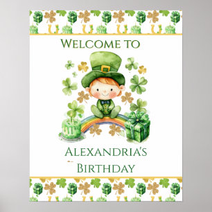 Póster Bienvenida de San Patricio Afortunado Primer Cumpl