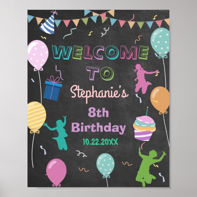 Póster Bienvenida de Trampoline de Niños de la Escuela de (Frente)