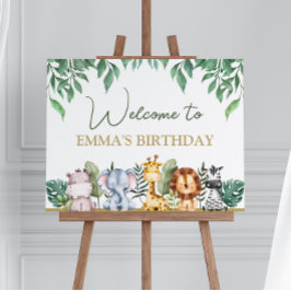 Póster Bienvenida De Un Cumpleaños Para Los Animales De S