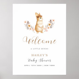 Póster Bienvenida de Wildflower de Conejo Neutral para Ba