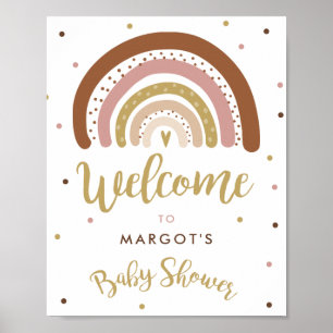 Póster Bienvenida del arcoiris en Baby Shower silenciado