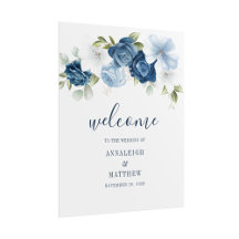 Bienvenida del Boda Floral Botánico Dusty Blue
