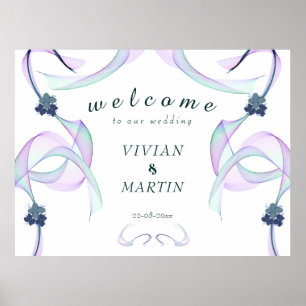Póster Bienvenida del Boda Purple Faith Mini Floral