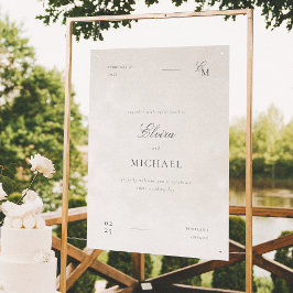 Póster Bienvenida Editorial Minimalista de Boda Marfil