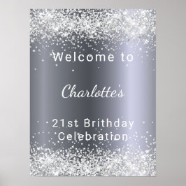 Póster Bienvenida el nombre del purpurina de cumpleaños