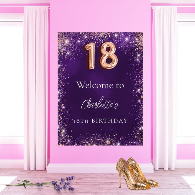 Póster Bienvenida el purpurina morado de 18 años chispas (Subido por el creador)