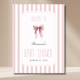 Póster Bienvenida elegante a la fiesta de bebé con lazo r