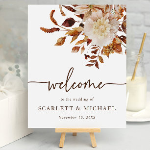 Póster Bienvenida elegante de la boda de otoño