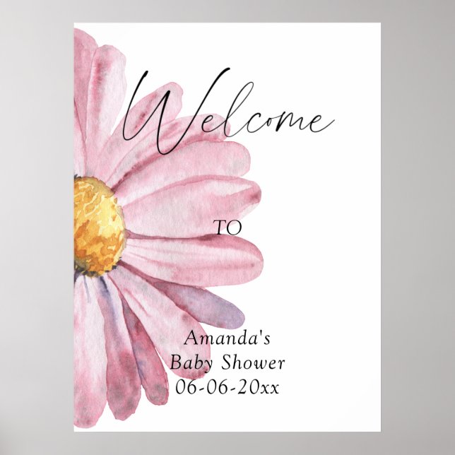 Póster Bienvenida elegante de margarita - fiesta de baby  (Frente)