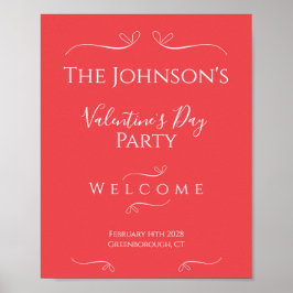 Póster Bienvenida elegante Día de San Valentín Fiesta mod