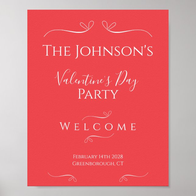 Póster Bienvenida elegante Día de San Valentín Fiesta mod (Frente)