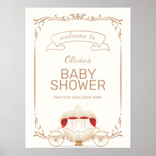 Póster Bienvenida elegante en oro para baby shower en car