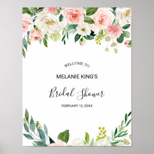 Póster Bienvenida elegante floral de vegetación para desp