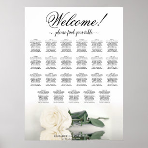 Póster ¡Bienvenida! Elegante gráfico de asientos de mesa