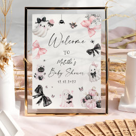 Póster Bienvenida en Baby Shower al pequeño Chica Boo Hal