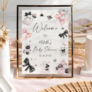 Póster Bienvenida en Baby Shower al pequeño Chica Boo Hal