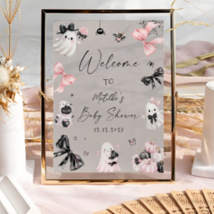 Póster Bienvenida en Baby Shower al pequeño Chica Boo Hal