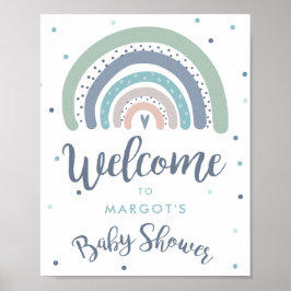 Póster Bienvenida en Baby Shower de Pastel Arcoiris silen