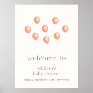 Póster Bienvenida en Baby Shower del Neutral Elegant Boho