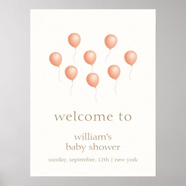 Póster Bienvenida en Baby Shower del Neutral Elegant Boho (Frente)