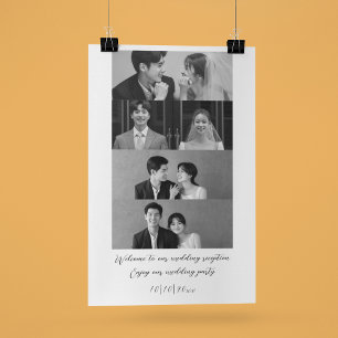 Póster Bienvenida en blanco y negro a nuestro Boda Minima