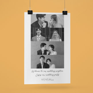 Póster Bienvenida en blanco y negro a nuestro Boda Minima
