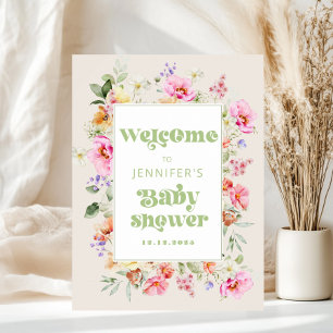 Póster Bienvenida en la ducha de la pequeña niña flor sil