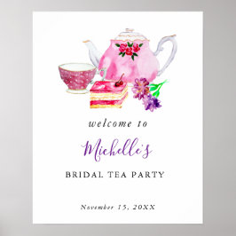 Póster Bienvenida Fiesta de Despedida de Soltera Té Parti