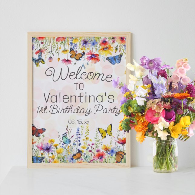 Póster Bienvenida Fiesta de flores silvestres y mariposas (Subido por el creador)