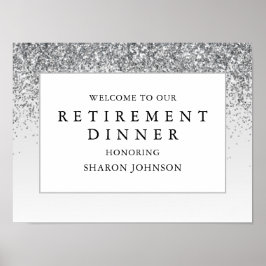 Póster Bienvenida Fiesta elegante Purpurina de retiro 