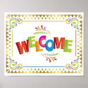 Póster BIENVENIDA Fiesta Fiesta Rótulo Imprimir
