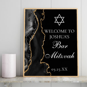Póster Bienvenida Fiesta Mitzvah del Black Gold Agate Bar