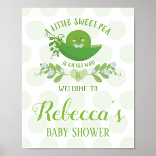 Póster Bienvenida Fiesta Rótulos Sweet Pea Baby Shower Bo