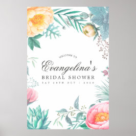 Póster Bienvenida Floral a la Fiesta de Despedida de Solt