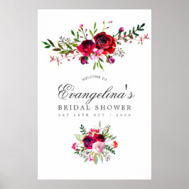 Póster Bienvenida floral acuarela para ducha de novia de 