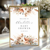 Bienvenida Floral Boho Pampas Rosa Blanca