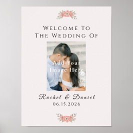 Póster Bienvenida Floral de Boda de Jardín Rosa Personali