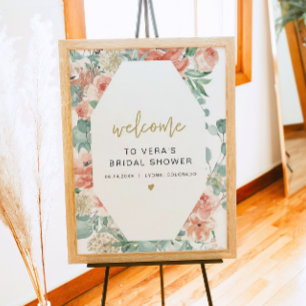 Póster Bienvenida floral de VERA con vegetación y terraco