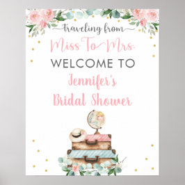 Póster Bienvenida floral dorada rosa para la despedida de