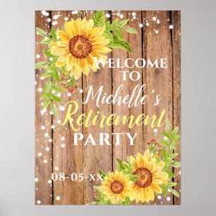 Póster Bienvenida Floral Girasol Fiesta Rústica de Jubila