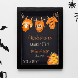 Póster Bienvenida floral Halloween pequeña ducha de bebé