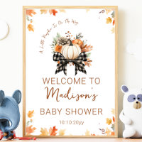 Bienvenida floral y de cuadros para Baby Shower de