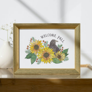 Póster Bienvenida Flores de Otoño y Caídos Descargables