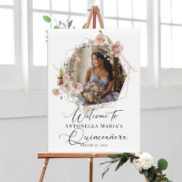 Póster Bienvenida fotográfica de Calligraphy Quinceanera