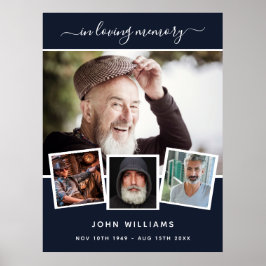 Póster Bienvenida funeral memorial azul collage de fotos