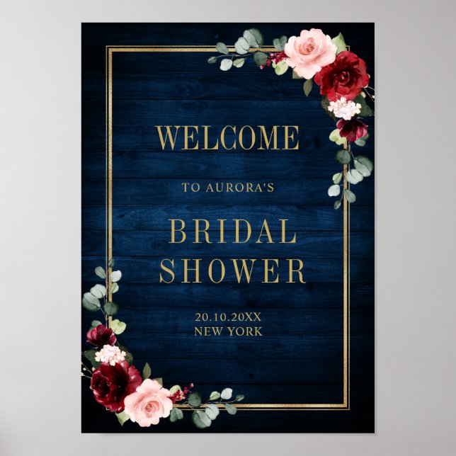 Póster Bienvenida geométrica Rubor Floral Gold de la Mari (Frente)