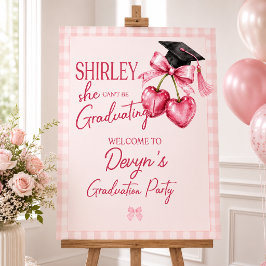 Póster Bienvenida Graduación Cereza, Rosa Coquette