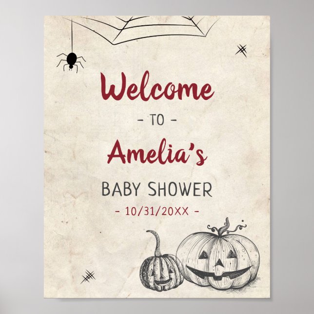 Póster Bienvenida Hallowen Baby Shower Door Wall (Frente)