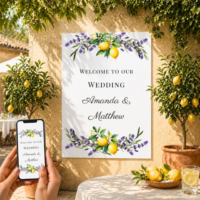 Póster Bienvenida lavanda limones boda (Subido por el creador)